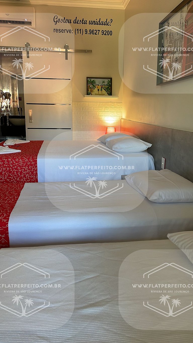 Flat Perfeito - Amarilis Riviera São Lourenço 314 suíte cama
