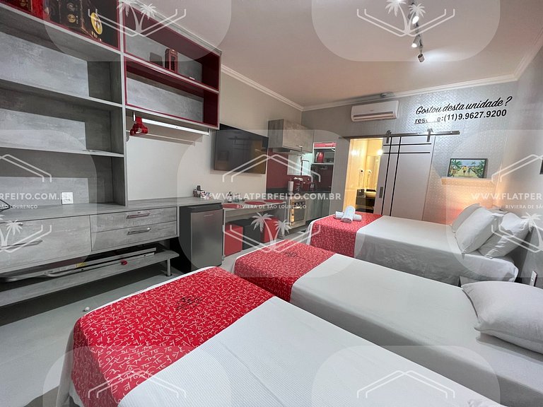 Flat Perfeito - Amarilis Riviera São Lourenço 314 suíte cama