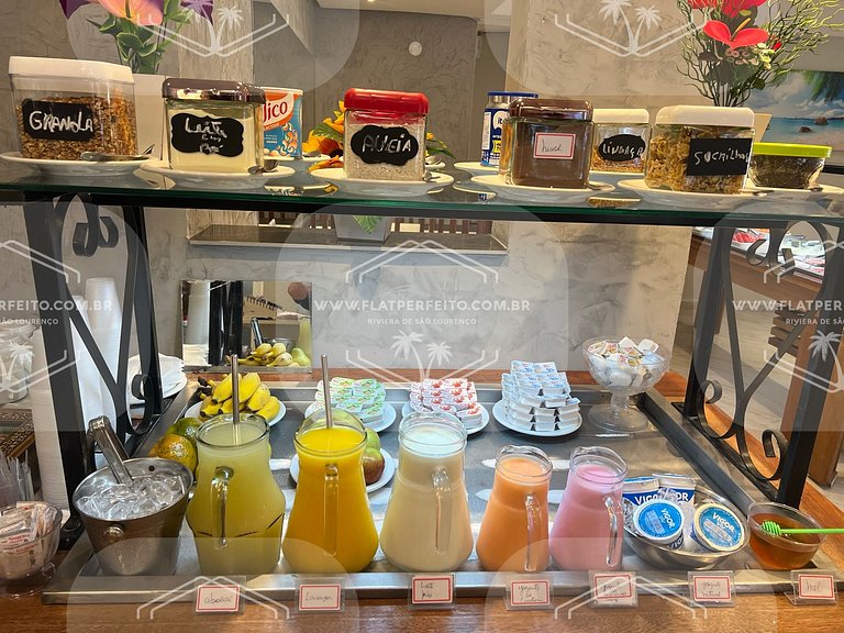 Flat Perfeito Amarilis em Riviera São Lourenço (café manhã,